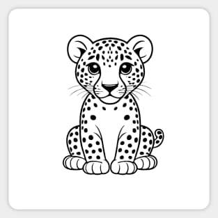 Cute Baby Jaguar Animal Outline Sticker